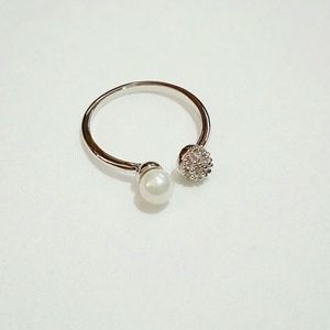 2/$22☆Pearl crystal open ring